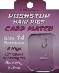 Háčky DRENNAN Pushstop Hair Rigs : Carp Match - Navázaná Sestava